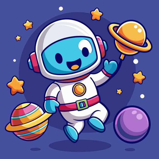 Vector hand drawn cute cartoon astronout vector design for elements clipart