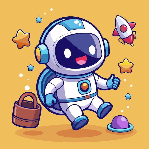 Vector hand drawn cute cartoon astronout vector design for elements clipart