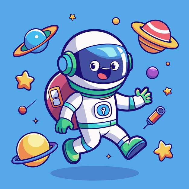 Vector hand drawn cute cartoon astronout vector design for elements clipart