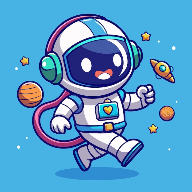 Vector hand drawn cute cartoon astronout vector design for elements clipart