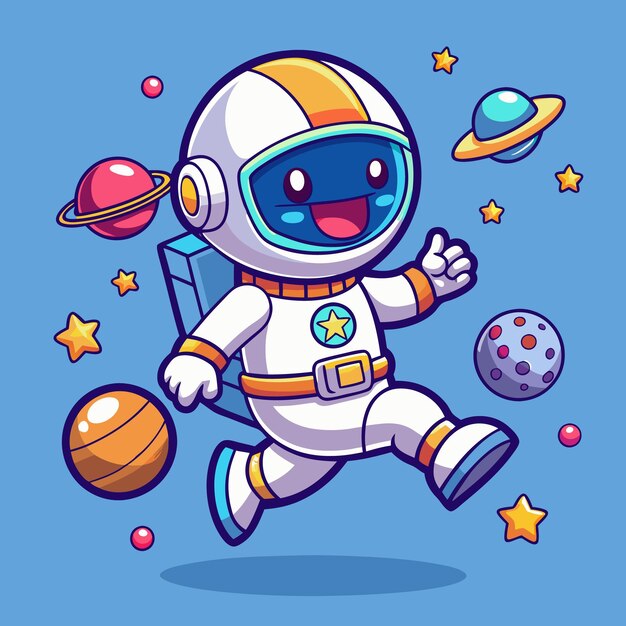 Vector hand drawn cute cartoon astronout vector design for elements clipart