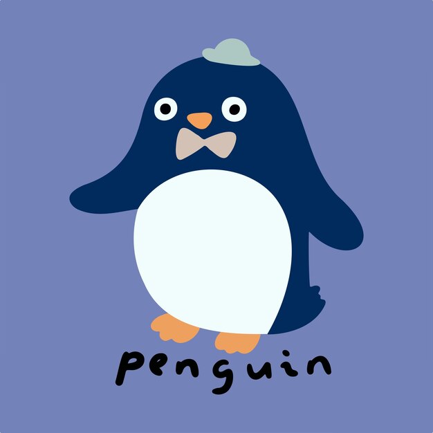 Vector hand drawn cute cartoon illustration cute penguin