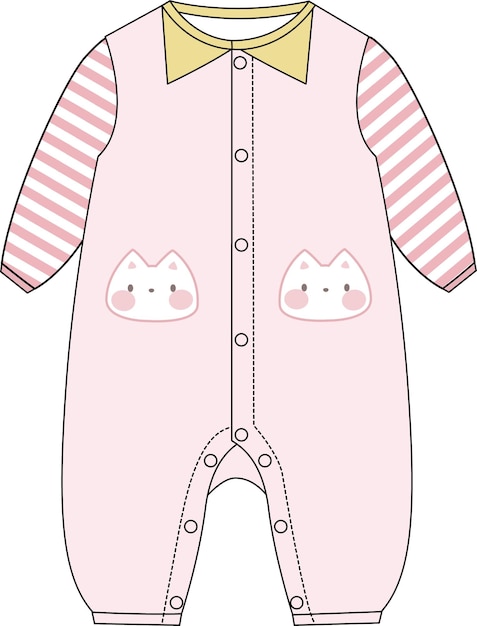 Hand drawn cute cat cartoon clothes design for kids