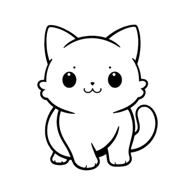 Hand Drawn cute cat in doodle style