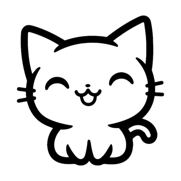 낙서 스타일의 손으로 그린 귀여운 고양이