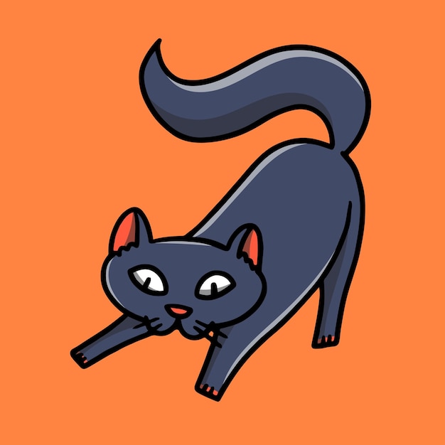 Hand Drawn Cute Cat Stretch Illustration