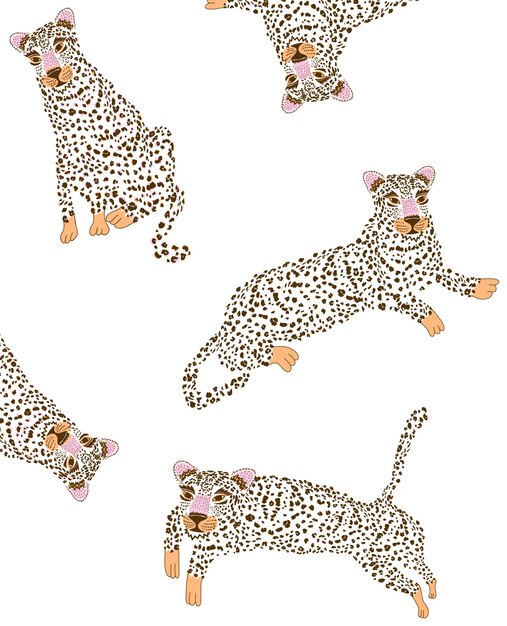 Hand drawn cute cheetah pattern