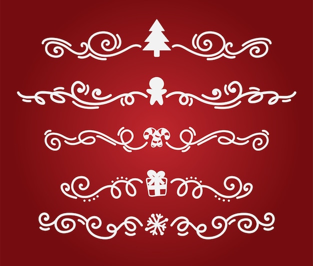 Hand drawn cute christmas divider vector elements