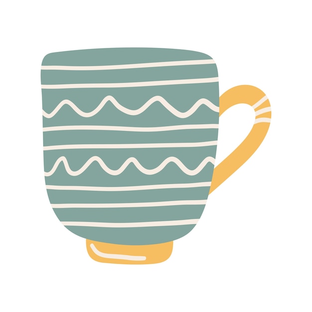 Vector hand drawn cute colored cup isolated on a white background