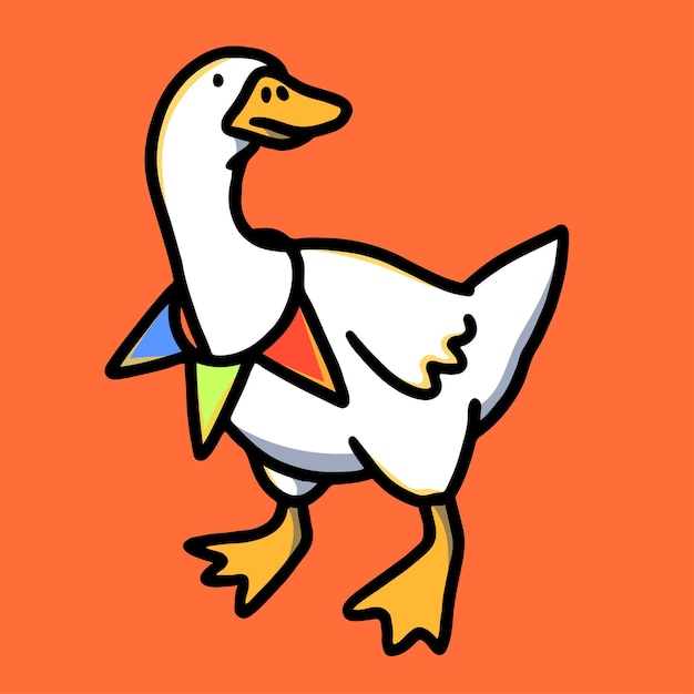 Vector hand drawn cute colorful duck illustration