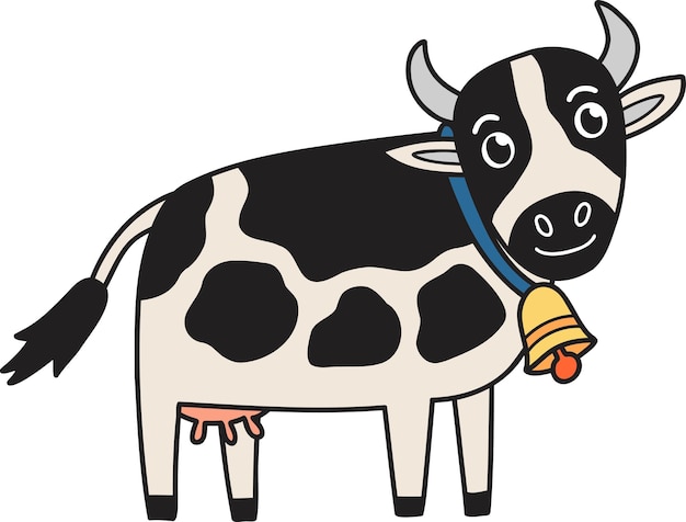 Нарисованная рукой иллюстрация милой коровы
