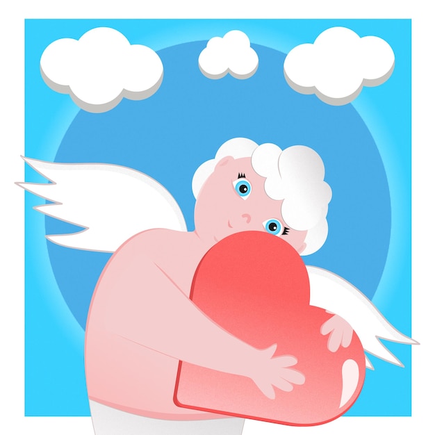 Vector hand drawn cute cupid illustration