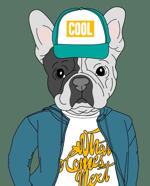 Vector hand drawn cute dog vector design for t shirt printing