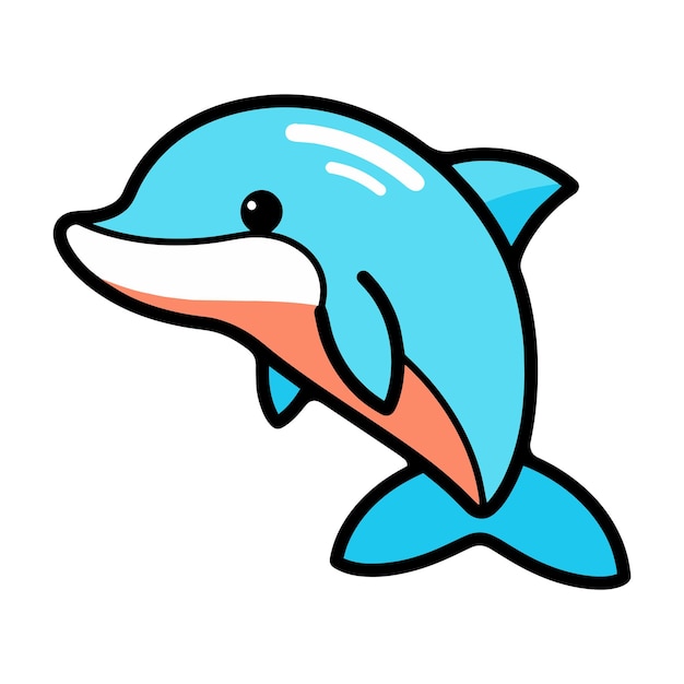 Hand Drawn cute dolphin in doodle style