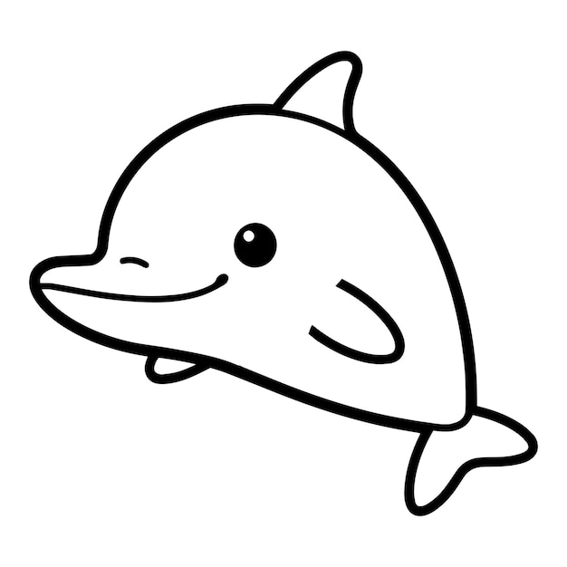 Hand Drawn cute dolphin in doodle style