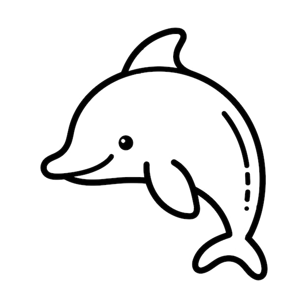 Ручной рисунок милого дельфина в стиле каракулей
