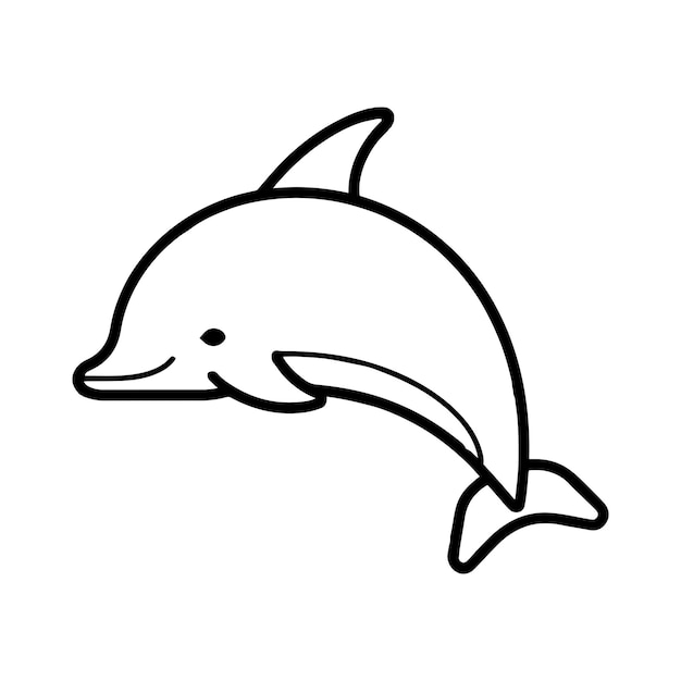 Hand Drawn cute dolphin in doodle style