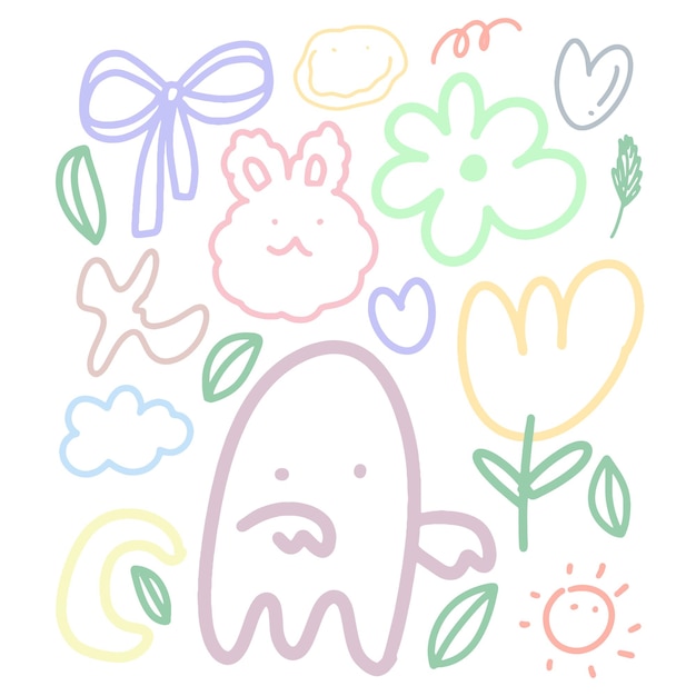 hand drawn cute doodle shapes