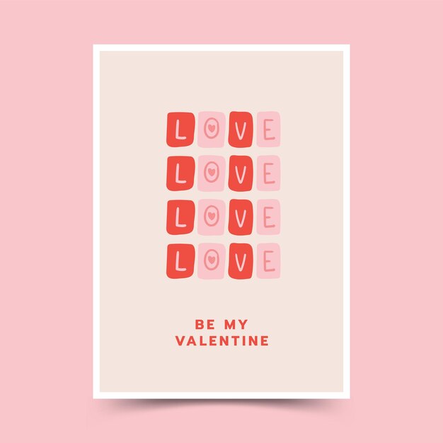 Hand drawn cute doodle valentines day poster template