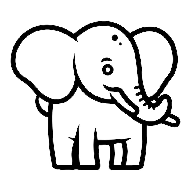 Ручной рисунок милого слона в стиле каракулей