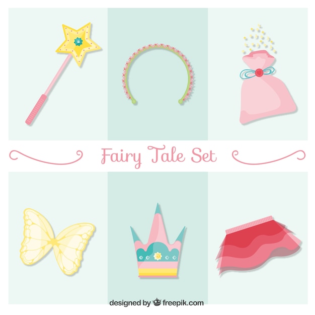 Vector hand drawn cute fairy tale accessories