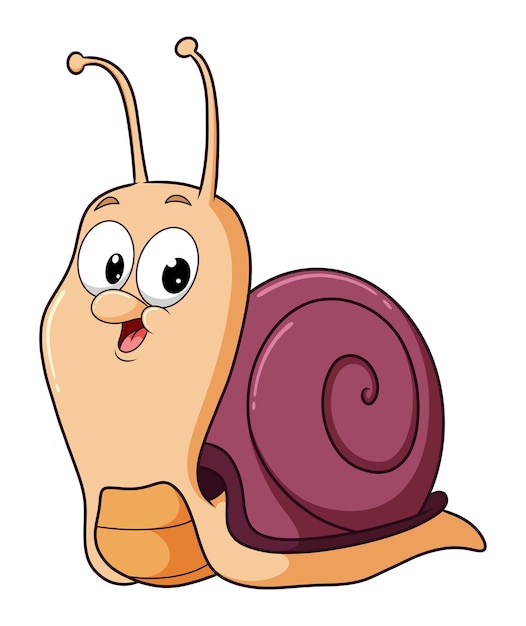 The hand drawn of the cute fat snail is slowly moving of illustration