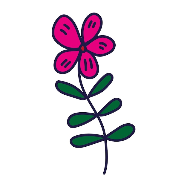 Hand drawn cute flower Stylized flower in doodle style Freehand botanical print Floral element isolated