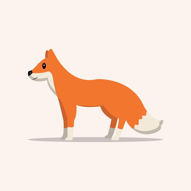 Vector hand drawn cute fox flat illustration