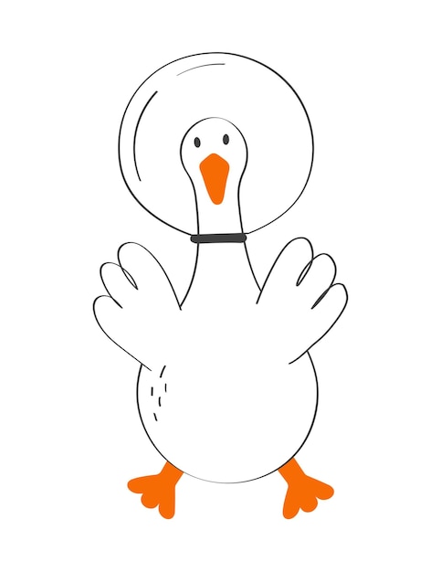 Hand drawn cute goose. Modern vector illustration.