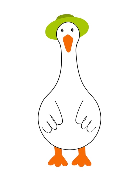 Vector hand drawn cute goose. modern vector illustration.