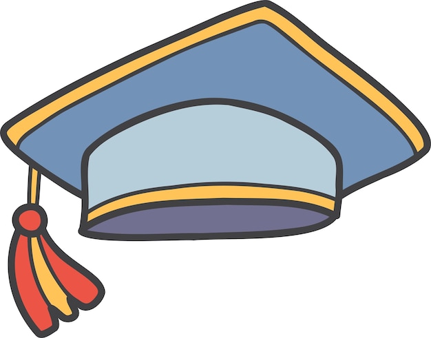 Vector hand drawn cute graduation cap illustration