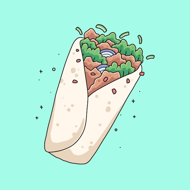 hand drawn cute kebab design illustration vector