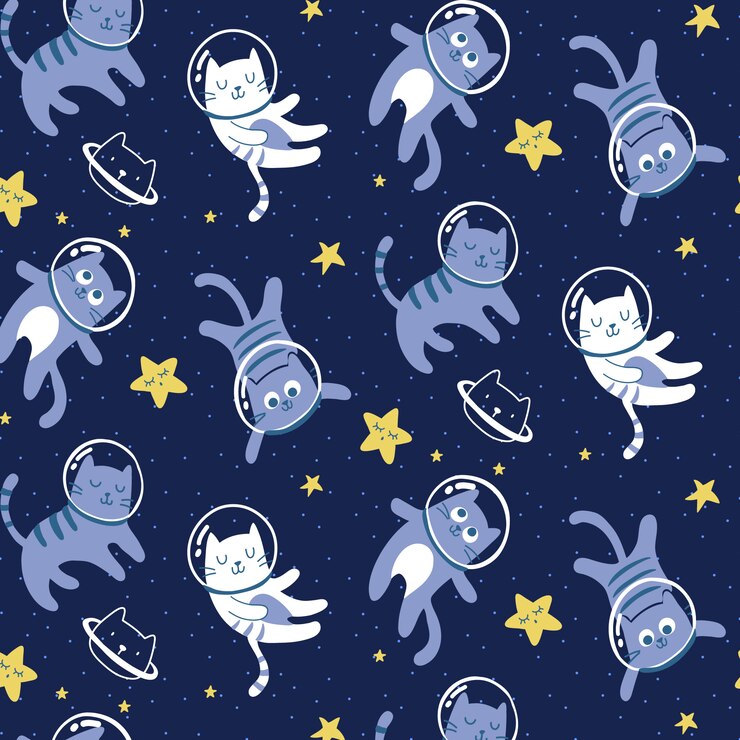 Hand drawn cute kitty pattern vector