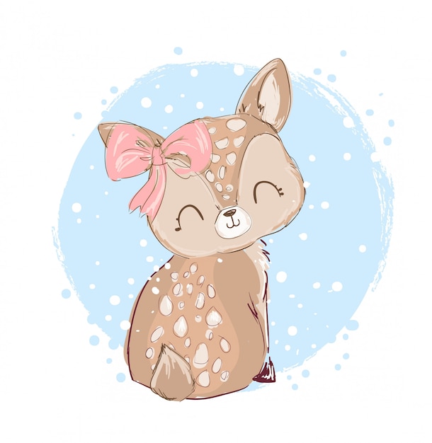 Hand Drawn cute little deer