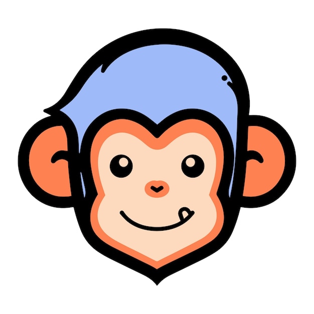 Hand drawn cute monkey in doodle style