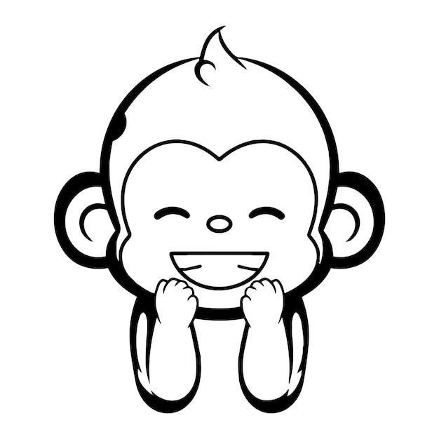 Hand Drawn cute monkey in doodle style