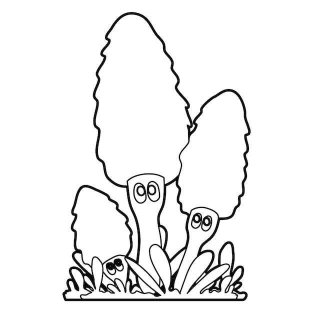 Vector hand drawn cute mushroom coloring book