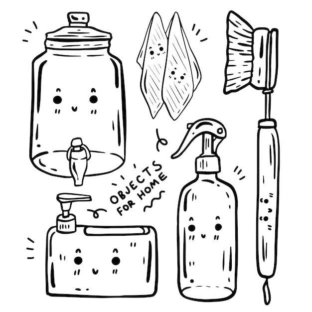 hand drawn cute objects and text for templates