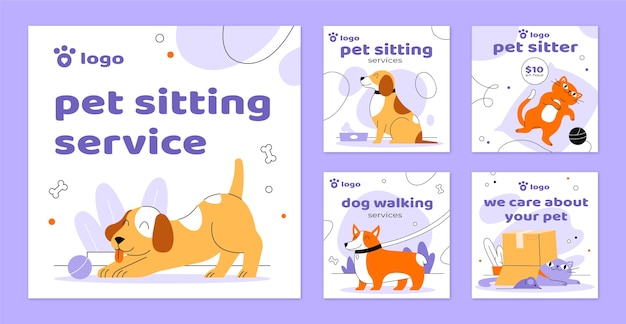 hand drawn cute pets instagram posts