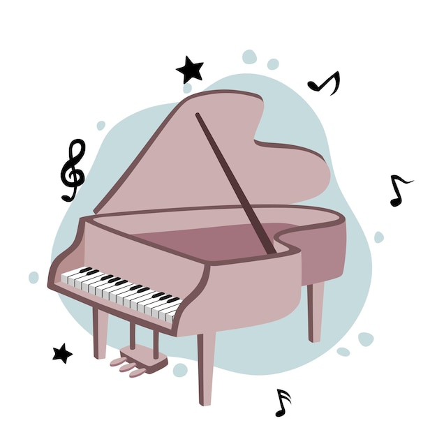 рисованное милое пианино в мультяшном стиле