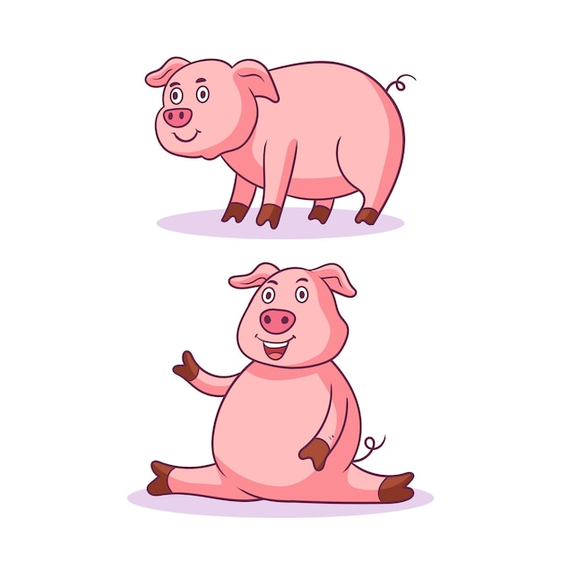 hand drawn cute pig