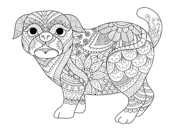 hand drawn cute pug