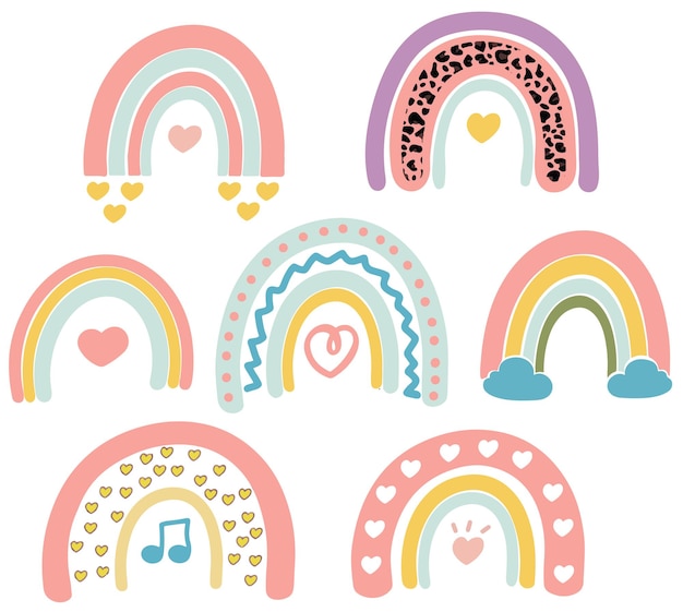 Hand drawn Cute rainbow Pastel