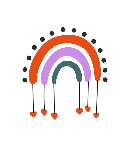 Vector hand drawn cute rainbow