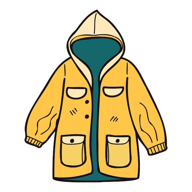 Hand Drawn cute raincoat in doodle style