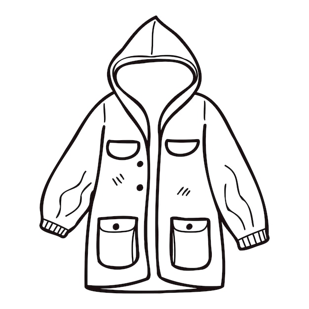 Vector hand drawn cute raincoat in doodle style