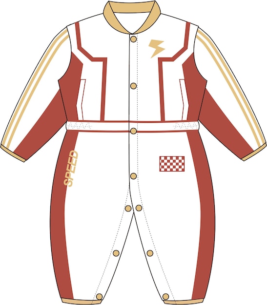 Hand drawn cute red racing uniform design for kids