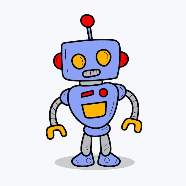 hand drawn cute robot character