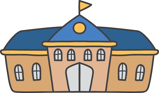 Hand Drawn cute school building illustration