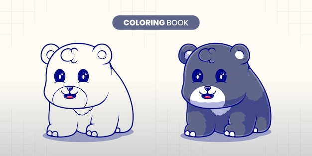 Illustrazione disegnata a mano dell'orso bradipo carino libro da colorare per i bambini da compilare